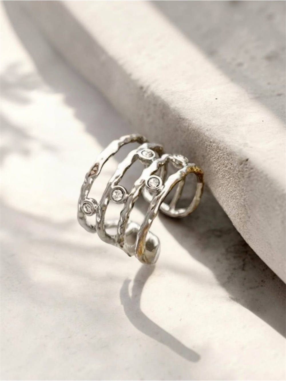 Multi-Band Adjustable Ring - Gold Plated NWT